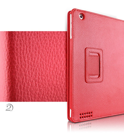 For Apple ipad 2 3 4 Case Auto Flip Litchi PU Leather Cover For New ipad 2 ipad 4 Smart Stand Holder Folio Case